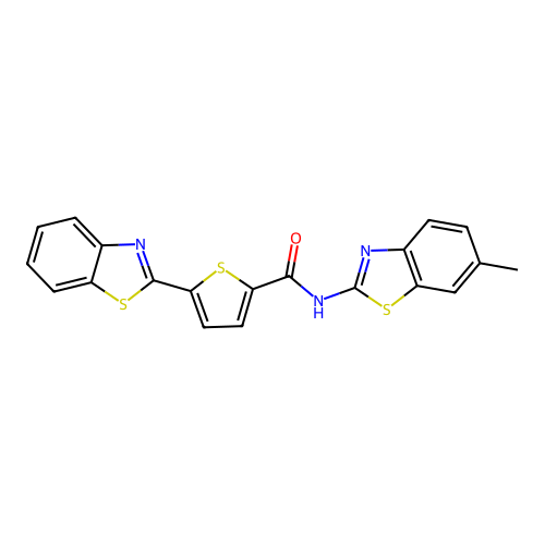 5-(1,3-benzothiazol-2-yl)-N-(6-methyl-1,3-benzothiazol-2-yl)thiophene-2-carboxamide structure
