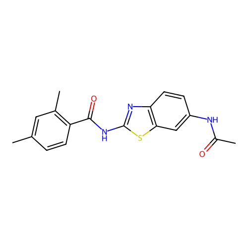 N-(6-acetamido-1,3-benzothiazol-2-yl)-2,4-dimethylbenzamide structure