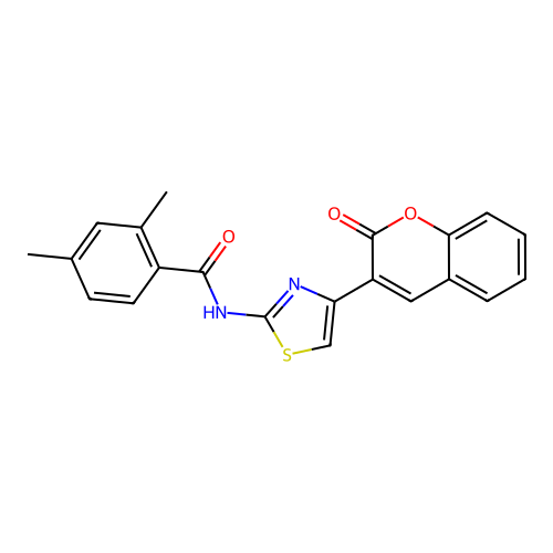 2,4-dimethyl-N-[4-(2-oxochromen-3-yl)-1,3-thiazol-2-yl]benzamide structure