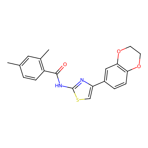 N-[4-(2,3-dihydro-1,4-benzodioxin-6-yl)-1,3-thiazol-2-yl]-2,4-dimethylbenzamide structure