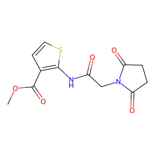 Methyl 2-(2-(2,5-dioxopyrrolidin-1-yl)acetamido)thiophene-3-carboxylate structure