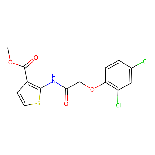 Methyl 2-(2-(2,4-dichlorophenoxy)acetamido)thiophene-3-carboxylate structure
