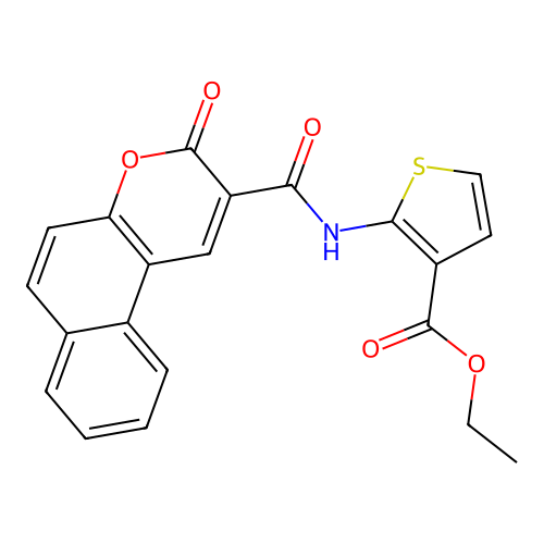 Ethyl 2-[(3-oxobenzo[f]chromene-2-carbonyl)amino]thiophene-3-carboxylate structure