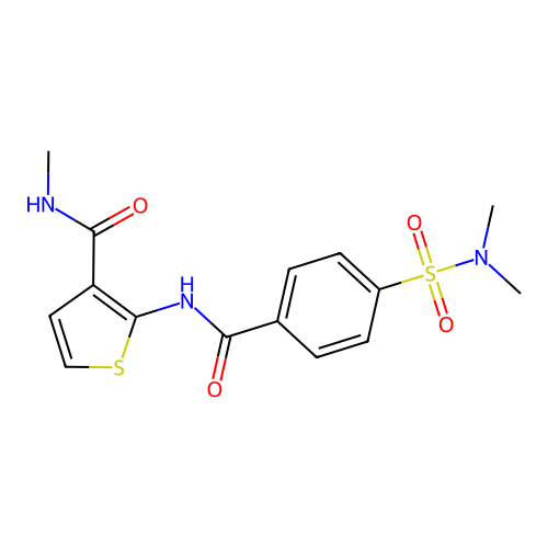 2-(4-(N,N-dimethylsulfamoyl)benzamido)-N-methylthiophene-3-carboxamide structure