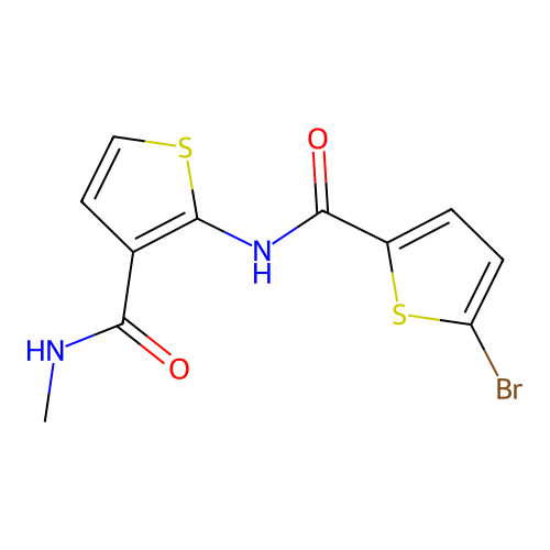 2-(5-bromothiophene-2-amido)-N-methylthiophene-3-carboxamide structure