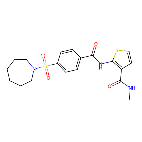 2-(4-(azepan-1-ylsulfonyl)benzamido)-N-methylthiophene-3-carboxamide structure