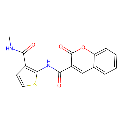 N-(3-(methylcarbamoyl)thiophen-2-yl)-2-oxo-2H-chromene-3-carboxamide structure