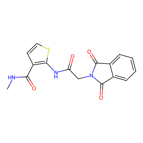 2-(2-(1,3-dioxoisoindolin-2-yl)acetamido)-N-methylthiophene-3-carboxamide structure