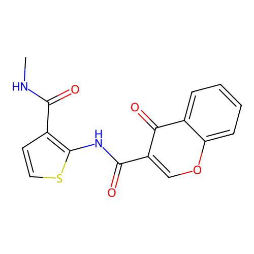 N-(3-(methylcarbamoyl)thiophen-2-yl)-4-oxo-4H-chromene-3-carboxamide structure