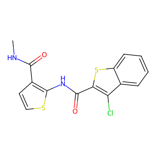 3-chloro-N-[3-(methylcarbamoyl)thiophen-2-yl]-1-benzothiophene-2-carboxamide structure