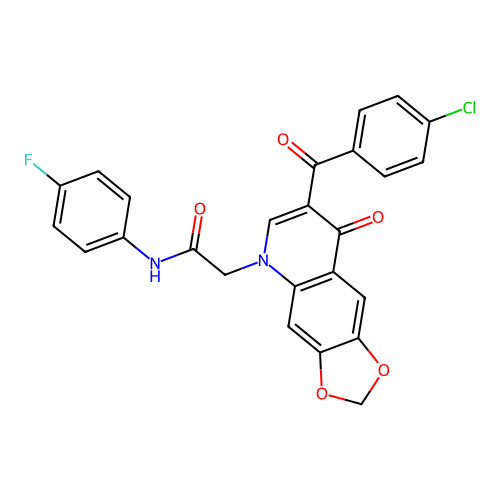 2-[7-(4-chlorobenzoyl)-8-oxo-2H,5H,8H-[1,3]dioxolo[4,5-g]quinolin-5-yl]-N-(4-fluorophenyl)acetamide structure