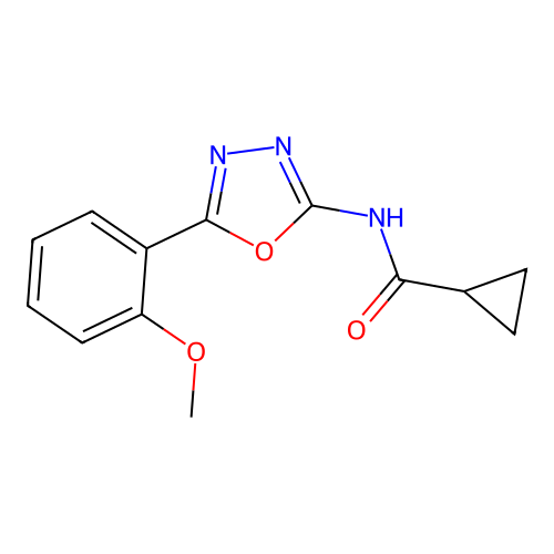 N-[5-(2-methoxyphenyl)-1,3,4-oxadiazol-2-yl]cyclopropanecarboxamide structure