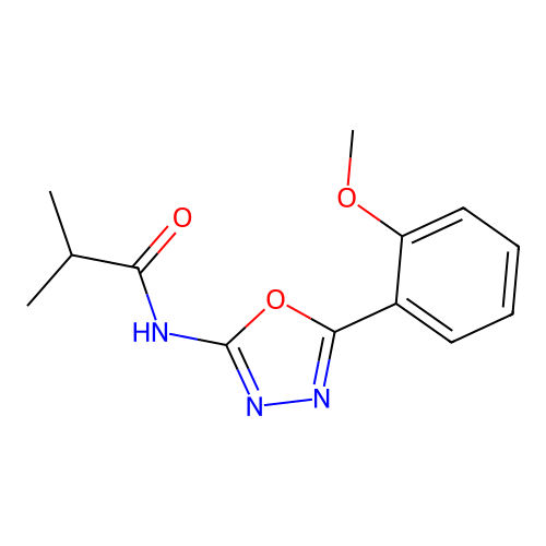 N-[5-(2-methoxyphenyl)-1,3,4-oxadiazol-2-yl]-2-methylpropanamide structure