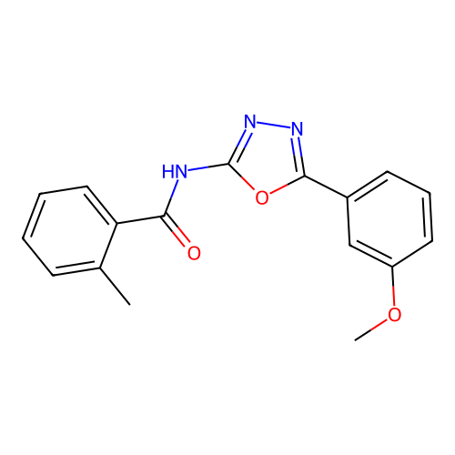N-[5-(3-methoxyphenyl)-1,3,4-oxadiazol-2-yl]-2-methylbenzamide structure