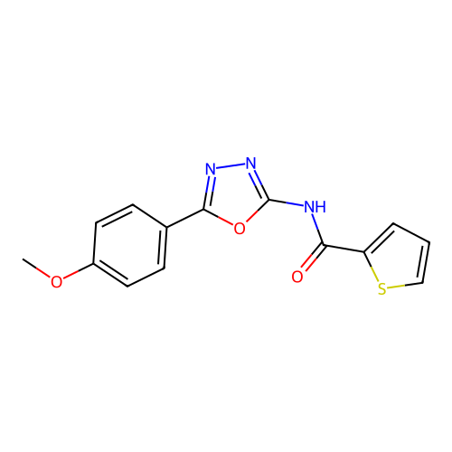 N-[5-(4-methoxyphenyl)-1,3,4-oxadiazol-2-yl]thiophene-2-carboxamide structure