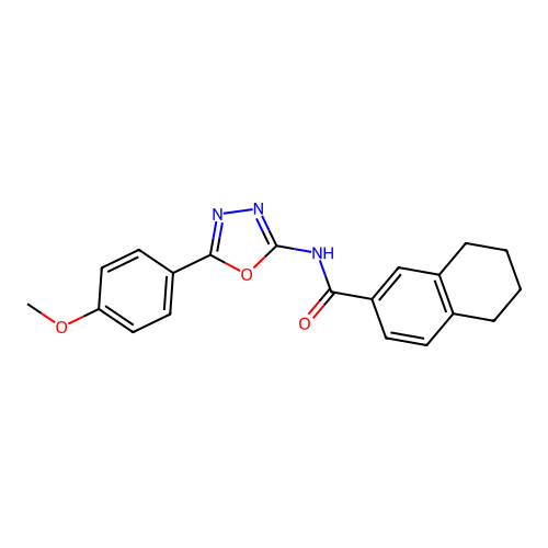 N-[5-(4-methoxyphenyl)-1,3,4-oxadiazol-2-yl]-5,6,7,8-tetrahydronaphthalene-2-carboxamide structure