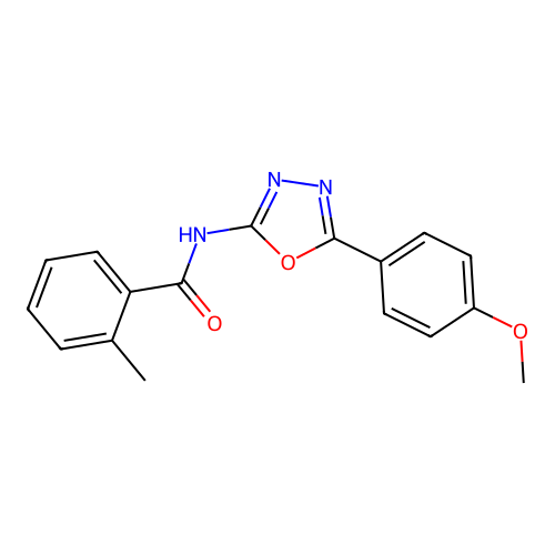 N-[5-(4-methoxyphenyl)-1,3,4-oxadiazol-2-yl]-2-methylbenzamide structure