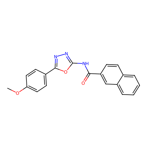 N-[5-(4-methoxyphenyl)-1,3,4-oxadiazol-2-yl]naphthalene-2-carboxamide structure