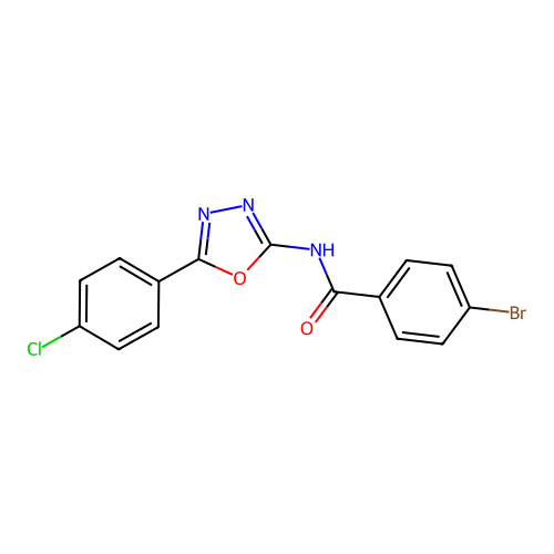 4-bromo-N-[5-(4-chlorophenyl)-1,3,4-oxadiazol-2-yl]benzamide structure