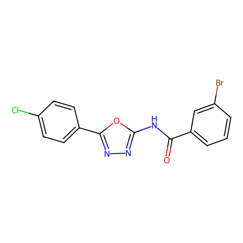 3-bromo-N-[5-(4-chlorophenyl)-1,3,4-oxadiazol-2-yl]benzamide structure