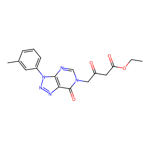Ethyl 4-[3-(3-methylphenyl)-7-oxotriazolo[4,5-d]pyrimidin-6-yl]-3-oxobutanoate structure