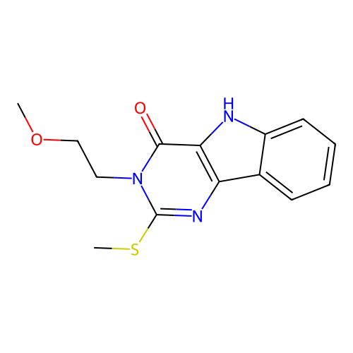 3-(2-methoxyethyl)-2-methylsulfanyl-5H-pyrimido[5,4-b]indol-4-one structure