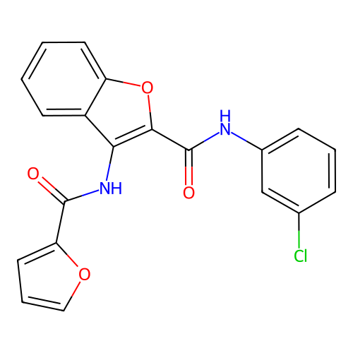 N-(3-chlorophenyl)-3-(furan-2-carboxamido)benzofuran-2-carboxamide structure