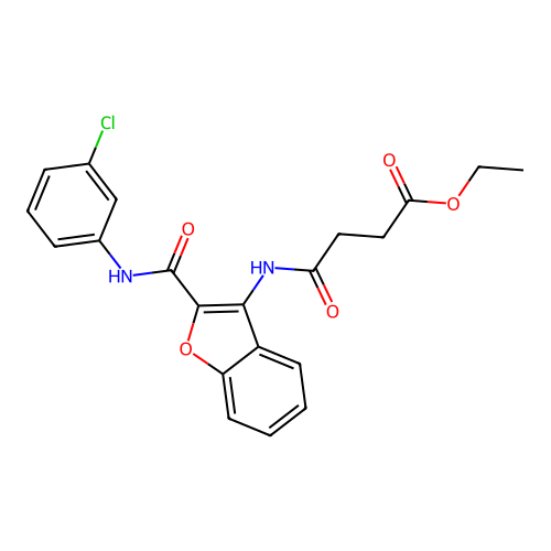 Ethyl 4-((2-((3-chlorophenyl)carbamoyl)benzofuran-3-yl)amino)-4-oxobutanoate structure
