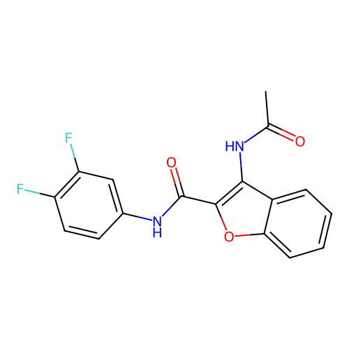 3-acetamido-N-(3,4-difluorophenyl)benzofuran-2-carboxamide structure