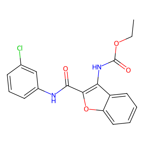 ethyl N-{2-[(3-chlorophenyl)carbamoyl]-1-benzofuran-3-yl}carbamate structure