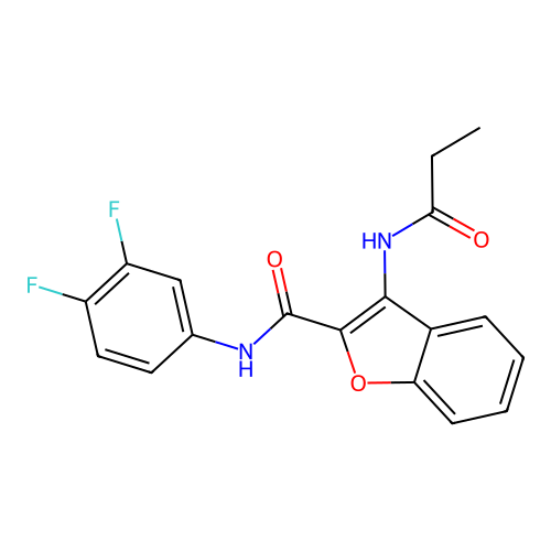 N-(3,4-difluorophenyl)-3-propionamidobenzofuran-2-carboxamide structure