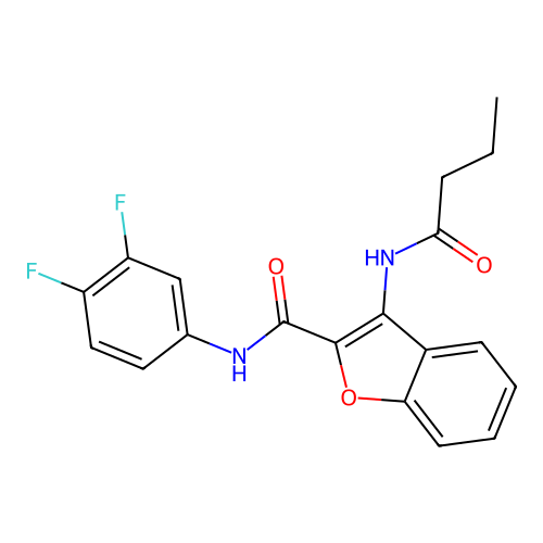 3-butyramido-N-(3,4-difluorophenyl)benzofuran-2-carboxamide structure