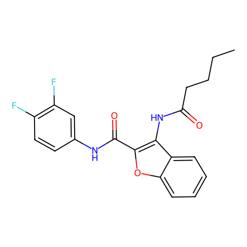 N-(3,4-difluorophenyl)-3-pentanamidobenzofuran-2-carboxamide structure