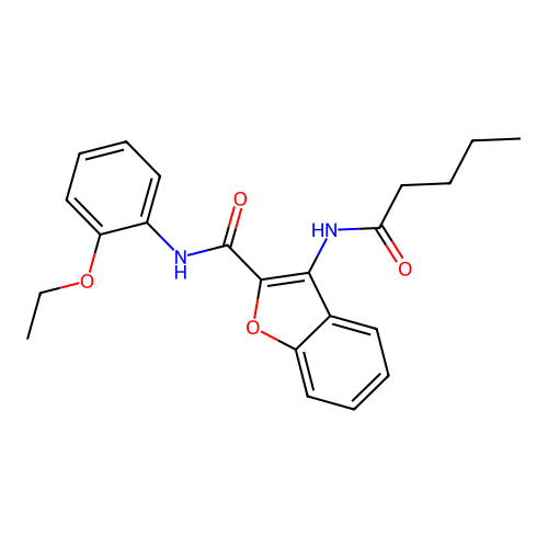 N-(2-ethoxyphenyl)-3-pentanamidobenzofuran-2-carboxamide structure