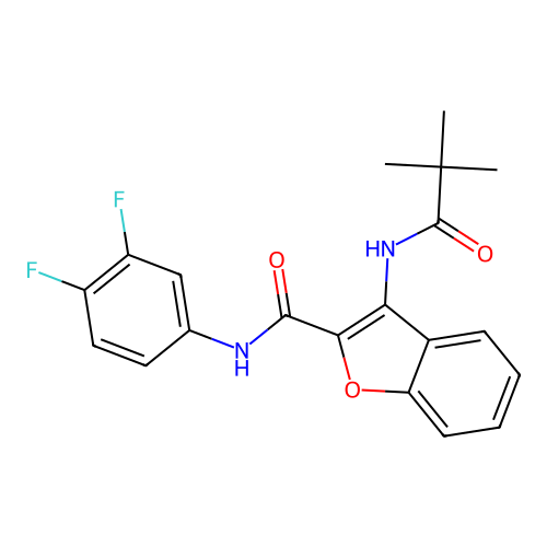 N-(3,4-difluorophenyl)-3-pivalamidobenzofuran-2-carboxamide structure