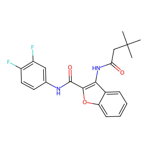 N-(3,4-difluorophenyl)-3-(3,3-dimethylbutanamido)benzofuran-2-carboxamide structure