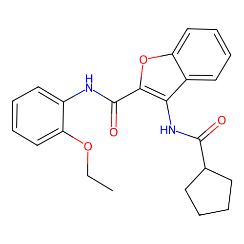 3-(cyclopentanecarboxamido)-N-(2-ethoxyphenyl)benzofuran-2-carboxamide structure