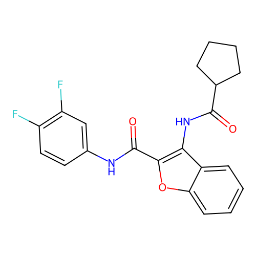3-(cyclopentanecarboxamido)-N-(3,4-difluorophenyl)benzofuran-2-carboxamide structure