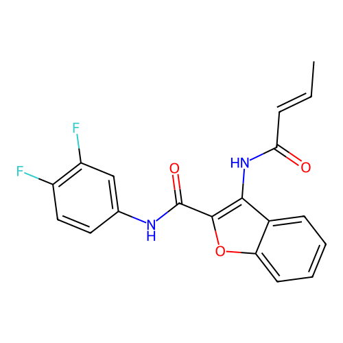 (E)-3-(but-2-enamido)-N-(3,4-difluorophenyl)benzofuran-2-carboxamide structure