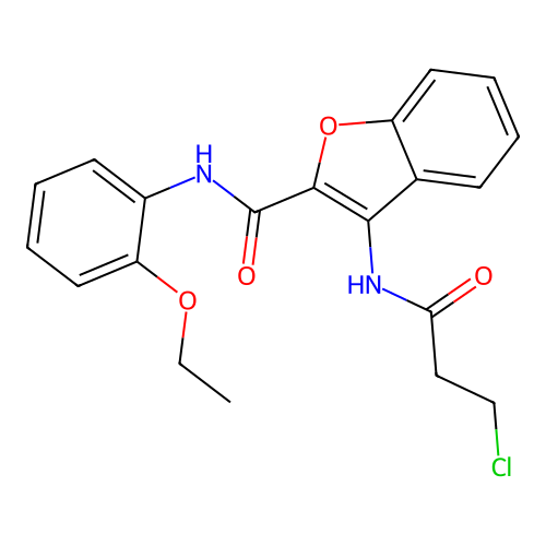 3-(3-chloropropanamido)-N-(2-ethoxyphenyl)benzofuran-2-carboxamide structure