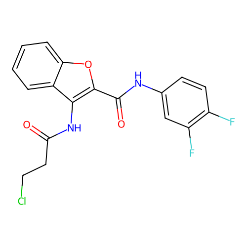 3-(3-chloropropanamido)-N-(3,4-difluorophenyl)benzofuran-2-carboxamide structure