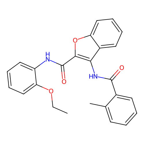 N-(2-ethoxyphenyl)-3-(2-methylbenzamido)benzofuran-2-carboxamide structure