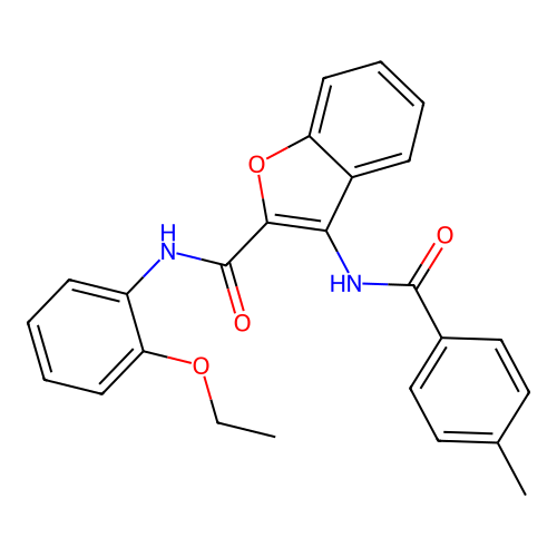 N-(2-ethoxyphenyl)-3-(4-methylbenzamido)benzofuran-2-carboxamide structure