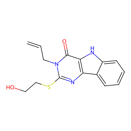 3-allyl-2-((2-hydroxyethyl)thio)-3H-pyrimido[5,4-b]indol-4(5H)-one structure
