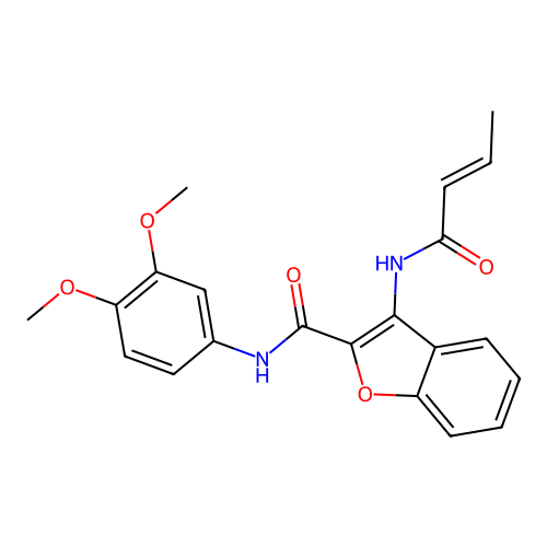(E)-3-(but-2-enamido)-N-(3,4-dimethoxyphenyl)benzofuran-2-carboxamide structure