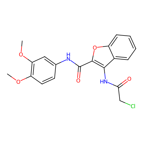 3-(2-chloroacetamido)-N-(3,4-dimethoxyphenyl)benzofuran-2-carboxamide structure