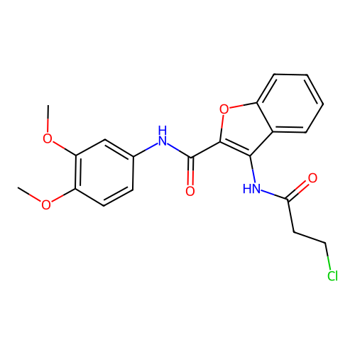 3-(3-chloropropanamido)-N-(3,4-dimethoxyphenyl)benzofuran-2-carboxamide structure