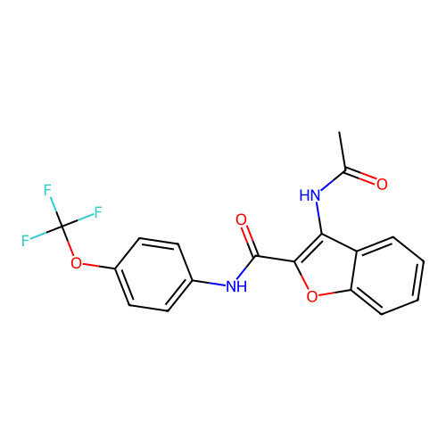 3-acetamido-N-[4-(trifluoromethoxy)phenyl]-1-benzofuran-2-carboxamide structure