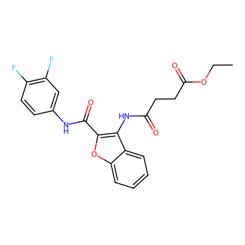 Ethyl 4-((2-((3,4-difluorophenyl)carbamoyl)benzofuran-3-yl)amino)-4-oxobutanoate structure
