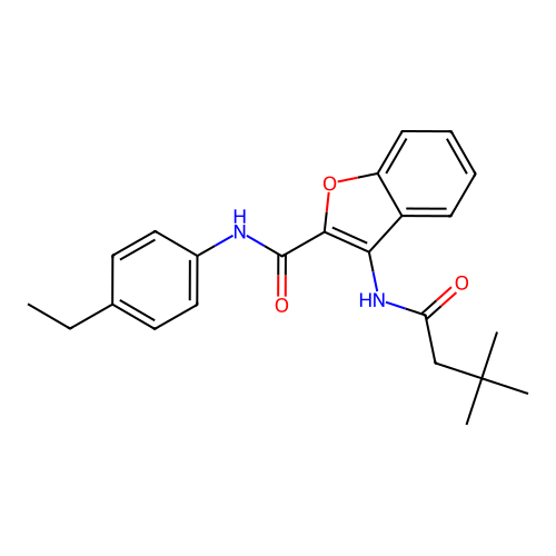 3-(3,3-dimethylbutanamido)-N-(4-ethylphenyl)benzofuran-2-carboxamide structure